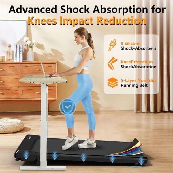 Walking Pad Treadmill with Incline,Under Desk Treadmill with Incline 2 in 1 for Walking and Jogging,2.5HP Compact Incline Walking Pad for Home Office with Remote Control - Image 4