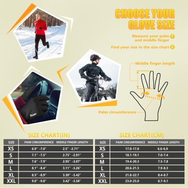 ihuan Thin Winter Running Gloves for Women Men, Sensitive Touchscreen Fingers for Cold Weather, Windproof Thermal Material for Working and Outdoor Sports, Soccer Cycling Camping Hiking Driving. - Image 8