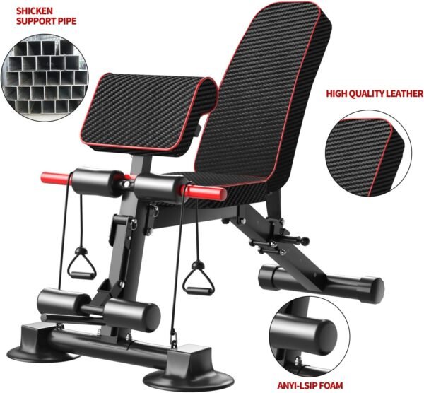 Adjustable Weight Bench - Utility workout Benches for Exercise, Free Installation Design for Portable Fitness Strength Training Equipment at Home Gym - Image 9
