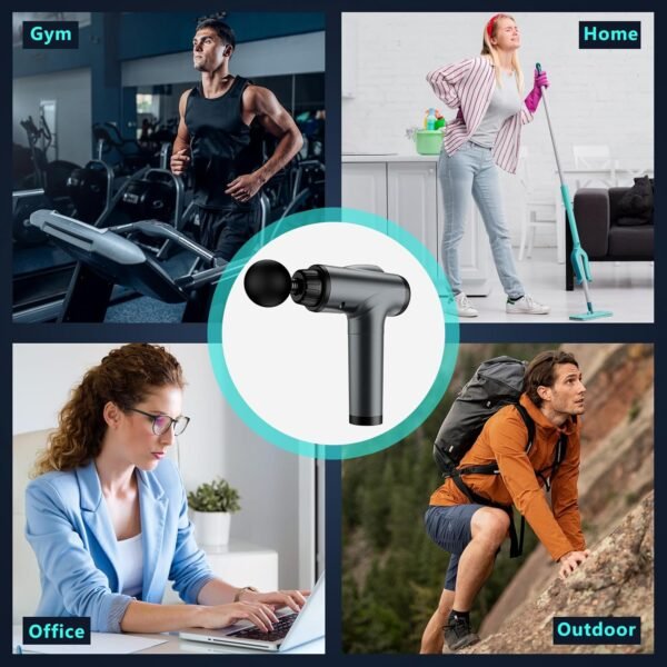 JQX Massage Gun Deep Tissue, High Percussion Back Neck Massager for Athletes, Handheld Muscle Massager Gun with 30 Speed Levels 9 Replacable Heads, Gift for Men & Women (Grey) - Image 9