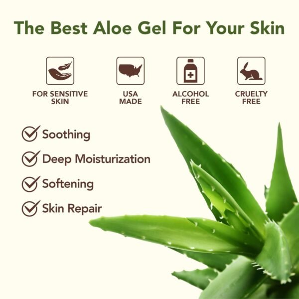 Amazing Aloe Vera Gel - Freshly Cut, 100% Pure Aloe, Premium Quality, Vegan, Unscented - Natural Sunburn Relief, After Shave, Skin, Face & Hair Care 12oz - Image 3