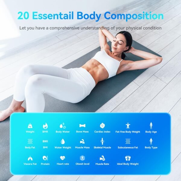 YOUSA Digital Scale for Body Weight High Accuracy Digital Smart Bathroom Scale LED Display Body Composition Scale FSA HSA Eligible Body Weight Scale Support 20 Body Data Sync with Fitness App - Image 3