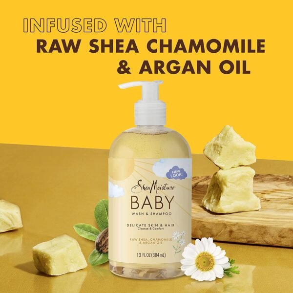 SheaMoisture Baby Wash & Shampoo for All Skin Types Raw Shea, Chamomile & Argan Oil Baby Wash and Shampoo with Frankincense & Myrrh to Help Cleanse 13 oz, Gold, Packaging may vary - Image 6