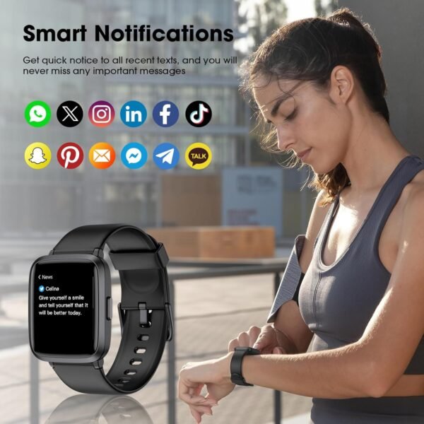 Fitness Tracker, Fitness Watch with Blood Oxygen, Blood Pressure & Heart Rate Monitor, Steps Calories Counter, Sleep Monitor, Pedometer 50 Meters Waterproof, Smart Watch for Android iPhones - Image 6