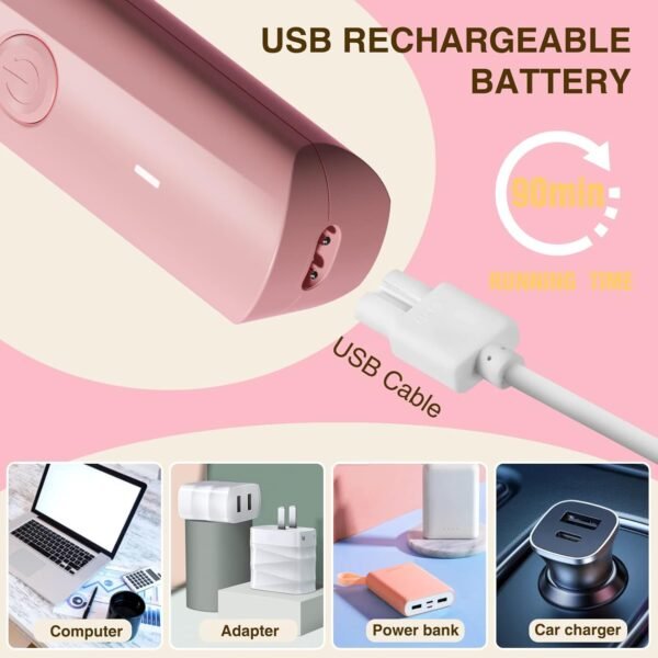 AREYZIN Bikini Trimmer for Women,Electric Razors Shaver for Bikini Legs Pubic Hair,Rechargeable Ladies Bikini Hair Trimmer Removal with Snap-in Ceramic Blades IP7X Washable Head,Wet and Dry Use,Pink - Image 5