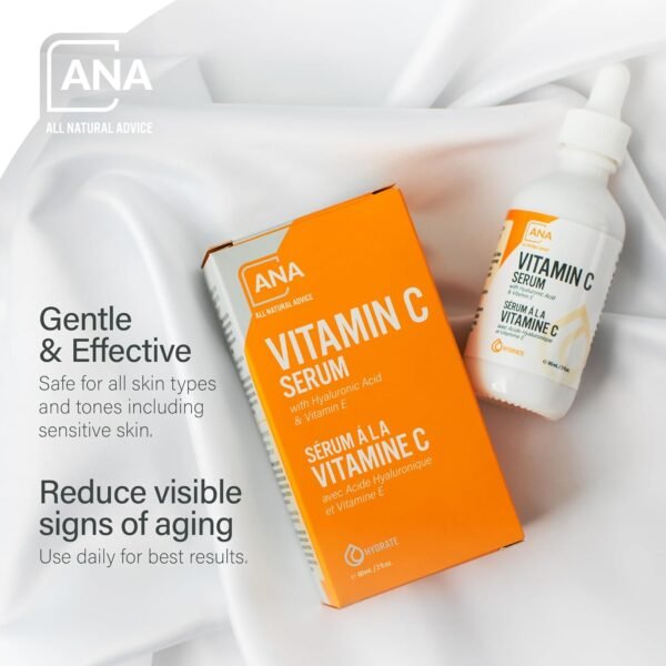 All Natural Advice Vitamin C Serum 60mL | 20% Vitamin C Face Serum Solution with Organic Botanicals, Hyaluronic Acid & Vitamin E | UV-Shielding Glass Bottle, Spray & Dropper | Canadian Skin Care - Image 4