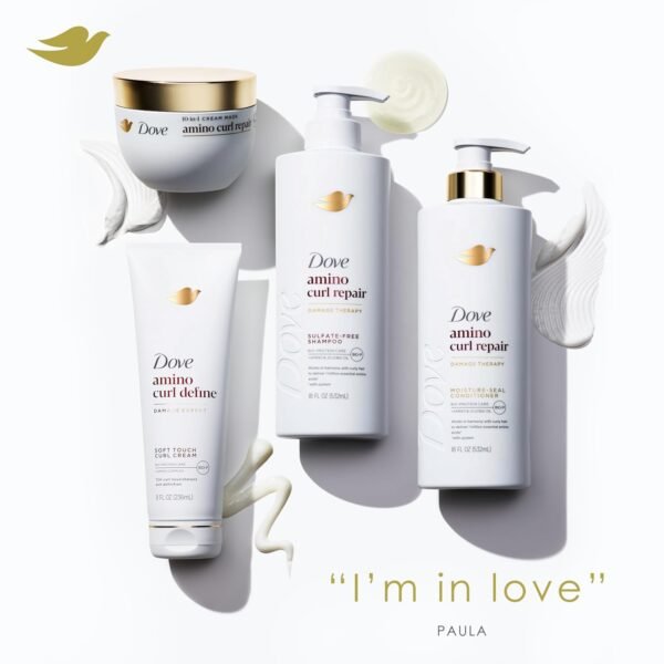 Dove Hair Mask for Curly, Coily Hair Amino Curl with Bio-Protein Care Technology + Amino & Jojoba Oil 9.2 Fl Oz - Image 6