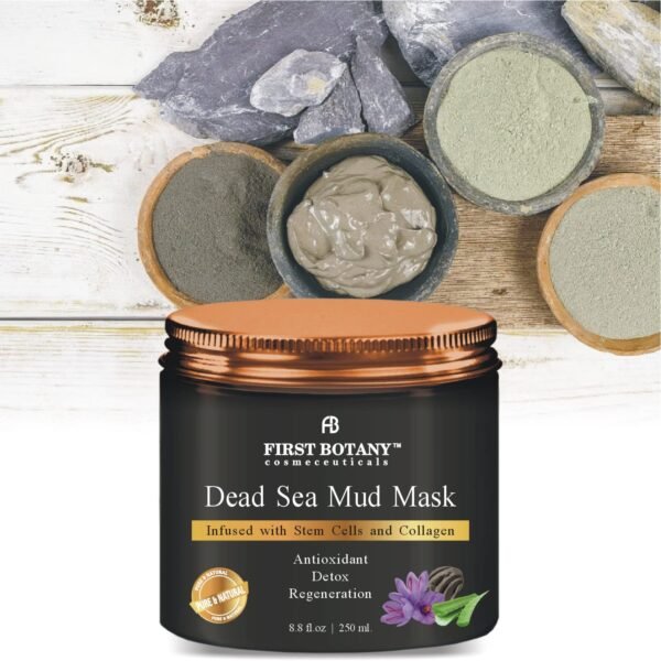 First Botany, 100% Natural Mineral-Infused Dead Sea Mud Mask 8.8oz Stem Cells Facial Treatment Skin Cleanser Pore Reducer Anti Aging Acne Treatment Blackhead Remover Cellulite & Natural Moisturizer - Image 6