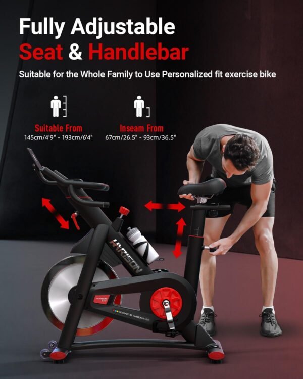 HARISON Semi Commercial Exercise Bike - Stationary Bike for Home Gym - Silent Magnetic Indoor Cycling Bike with Tablet Mount & Comfortable Seat Cushion, 380LBS/400LBS Weight Capacity Workout Bike - Image 5