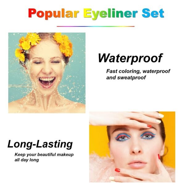 15 Colorful Eyeliner Pen Set, Eye Shadow Pencil, Pearl Eyeliner Kit Metallic Eyeliner Pencil Glitter Eyeliner for Women Eye&Lip Liner Professional Eye Makeup Set Colorful Eyeliner Eye Color - Image 7