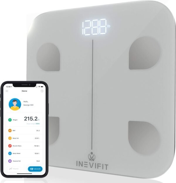 INEVIFIT Smart Body Fat Scale, BMI Highly Accurate Bluetooth Digital Bathroom Body Composition Analyzer. Measures Body Fat, Water, Muscle, Bone Mass & More for Unlimited Users - Image 2