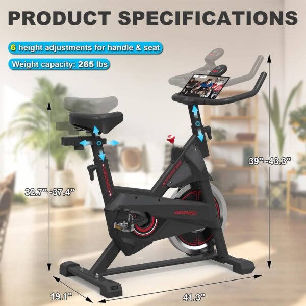 Exercise Bike, Exercise Bike for Home, Stationary Indoor Cycling Bike Cardio Gym with pad Holder and LCD Monitor,Silent Belt Drive & 35 LBS Flywheel - Image 3