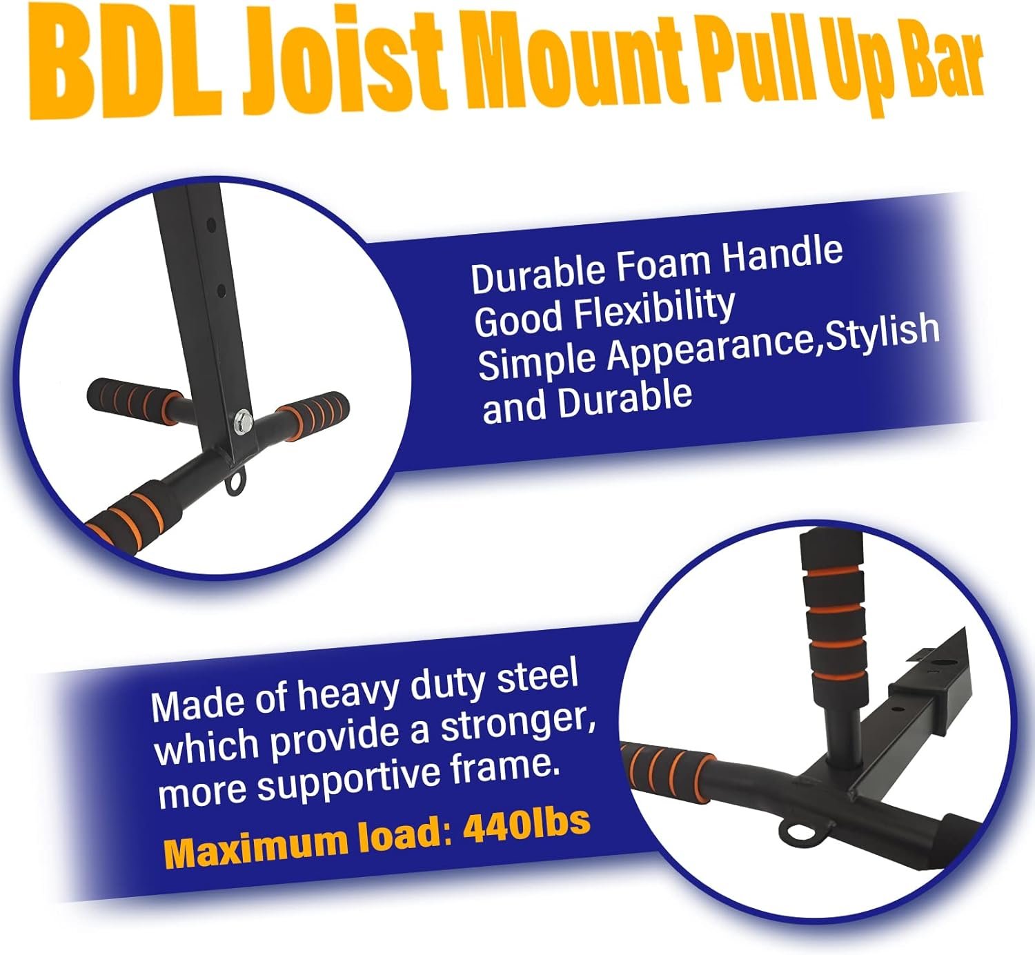 BDL Wall Mounted Pull Up Bar Chin Up bar Multifunctional Dip Station for Indoor Home Gym Workout, Power Tower Set Training Equipment Fitness Dip Stand Supports to 440 Lbs - Image 6