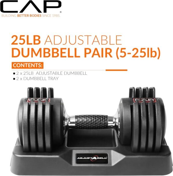CAP Barbell ADJUSTABELL Adjustable Round Dumbbell Weights - Pairs | 12.5 lb, 25 lb & 55 lb Single Weight Options - Image 3