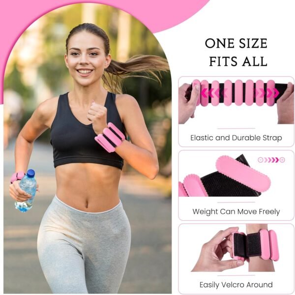 Ankle Weights for Women Men kids, Adjustable Silicone Wrist Weighted Bracelet for Wearable Arm & Leg Weights Set for Walking, Yoga, Swimming, Cardio, Aerobics, Gym Set of 2 (1Lb Each) - Image 5