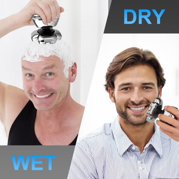 9D Head Shaver for Bald Men, 6-in-1 Bald Head Shavers for Men with Nose Hair Trimmer, Waterproof Electric Razor Grooming Kit, Wet/Dry Detachable Head Shavers with LED Display - Image 5