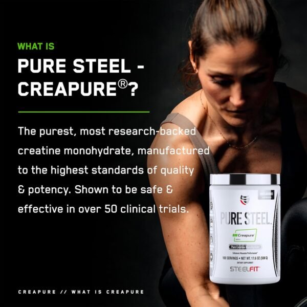 SteelFit Creapure Creatine Monohydrate Powder, Unflavored - German Micronized Creatine Powder for Men & Women - Gym Workout Nutritional Supplements for Muscle Gain, Brain Health & Strength Building - Image 6