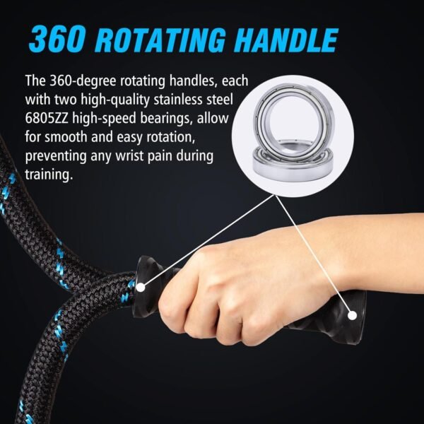 Supertrip Weighted Jump Ropes for Fitness Men Women 360 Rotating Handles, 3.1LBS 3.4LBS Polyester Heavy Skipping Rope for Exercise Workout Equipment - Image 5