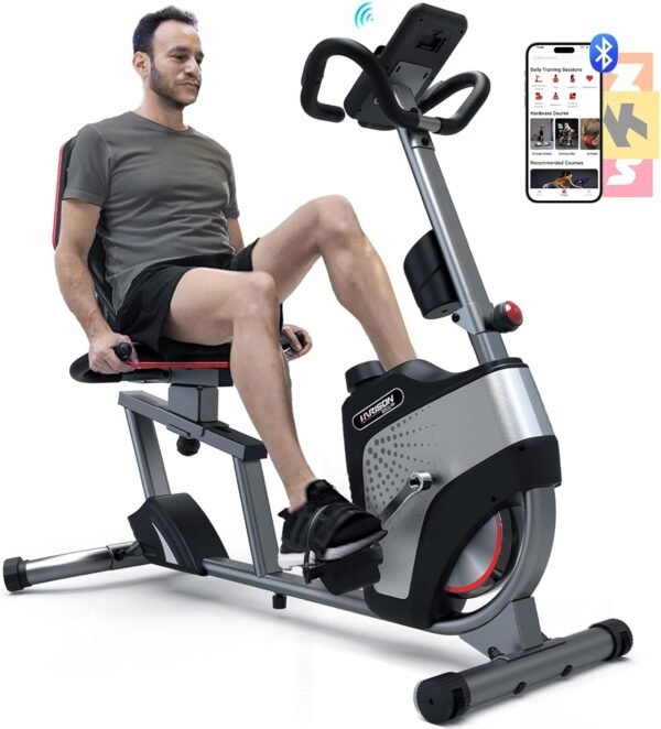 HARISON Pro Recumbent Exercise Bike 400 lbs Capacity, Magnetic Recumbent bike for Adult and Seniors, Recumbent Stationary bike for Home with Smart Bluetooth App, 2 in 1 LCD Monitor and Tablet Holder, Heart Rate monitor - Image 2
