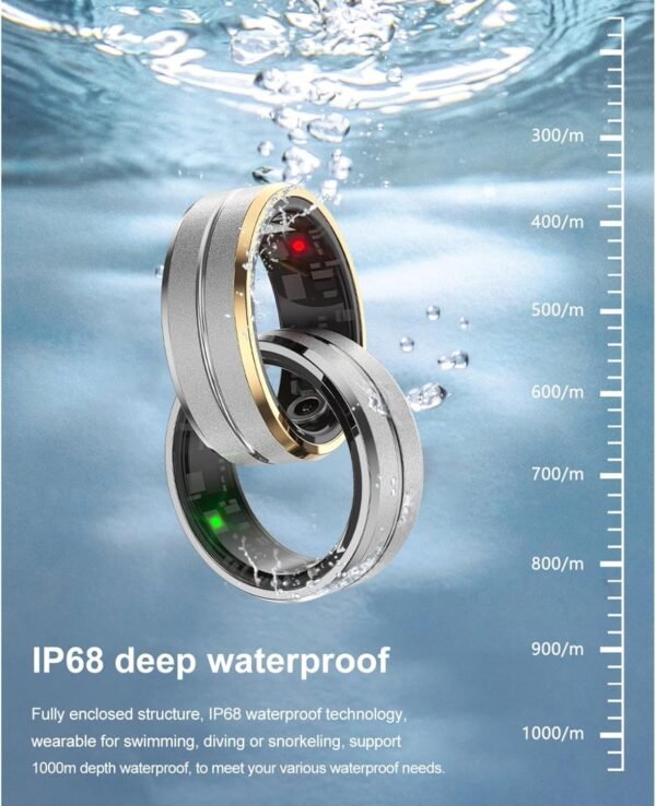 Smart Fitness Tracker Ring, Sleep Monitoring Pedometer Ring with APP for Android iOS, IP68 Waterproof Stainless Steel Health Tracker with Charging Case, Couple's Ring, Gift - Image 8