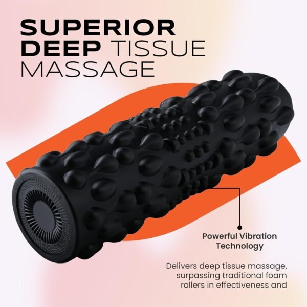 PURSONIC Vibrating Foam Roller – Deep Tissue Massage for Muscle Recovery – 5 Intensity Levels, USB Rechargeable, Durable & Lightweight Design - Image 3