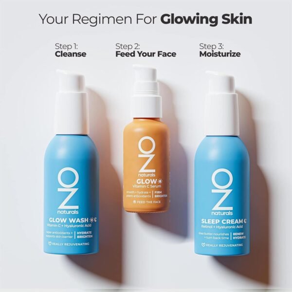 OZNaturals Glow Vitamin C Serum for Face - Brightening Anti Aging Serum with Hyaluronic Acid, Green Tea, and Vitamin E - Targets Age Spots - 1 oz - Image 5