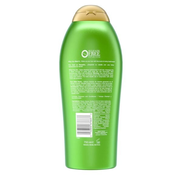 OGX Extra Strength Refreshing Scalp + Rosemary Mint Shampoo, Nourishing Shampoo Infused with Rosemary Mint for Shiny, Healthy-Looking Hair, Sulfate-Free Surfactants, 25.4 fl. Oz - Image 8