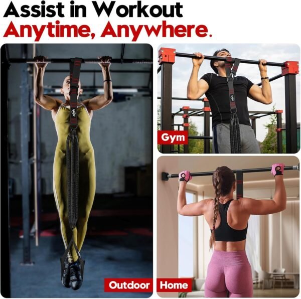 Pull Up Assistance Bands, Heavy Duty Assisted Pull Up Bands for Pull Up Assist, Adjustable Weight/Size with Fabric Feet Mats, Upgrade Pull Up Assist Bands for Strength Training - Image 8