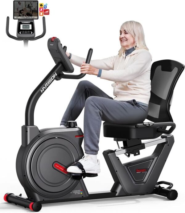 HARISON Semi Commercial Recumbent Exercise Bikes for Home, Heavy-Duty Recumbent Bikes with 450 LBS Capacity, Stationary Bikes for Seniors with HARISON APP, Adjustable Seat & Backrest, Quiet Magnetic Resistance - Image 2