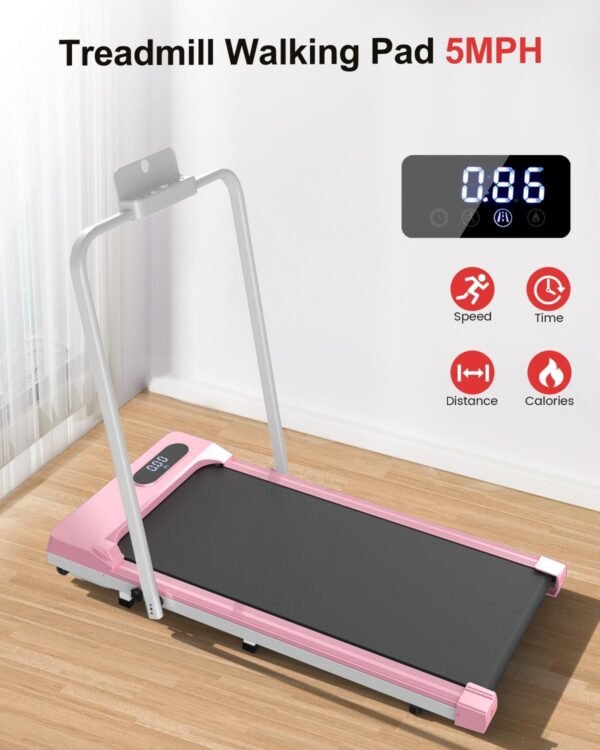 Foldable Walking Pad Treadmill, 6.2MPH Folding Treadmill Under Desk with Handle Bar for Office Home, 2.5HP Running Machine with Remote Control, Safety Lock, 300LBS Weight Capacity - Image 4