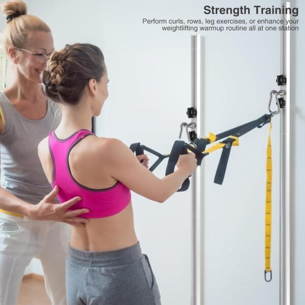 Resistance Band Wall Anchor,Gym Resistance Bands,djustable Workout Wall Anchor System,for Resistance Band Exercises,with 2 Rail and 2 Rail Car,Easy Installation(double set,No Resistance Bands) - Image 6