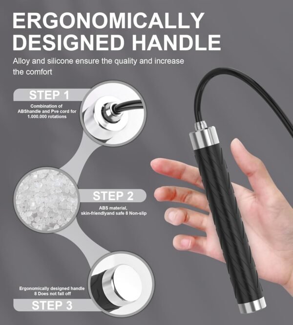 Jump Rope for Fitness, AUMCDIK Speed Skipping Rope for Women Men, Adjustable Jumping Rope with Alloy & Silicone Handle for Workout Boxing Aerobic Exercise - Image 3