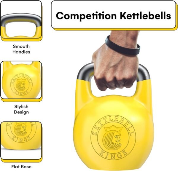 Kettlebell Kings Competition Kettlebells Weight (33mm handle) 4-32 KG | Hand weights Workout Gym Equipment & Strength training sets for Women & Men | Weights set for Home Gym - Image 6
