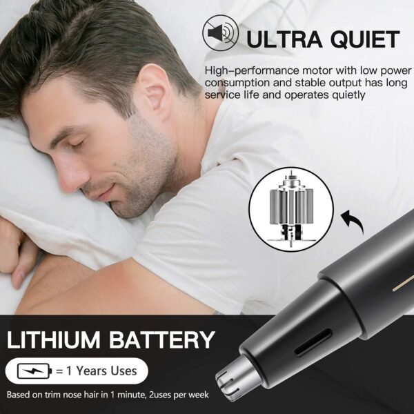 Lithium Ear and Nose Hair Trimmer Clipper for Men & Women, USB Rechargeable Professional Eyebrow Trimmer, Smart Cleaning System Waterproof Painless Facial Hair Remover - Image 5