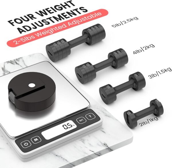 EAST MOUNT Adjustable Dumbbells 5 lb Dumbbells Set of 2 / Pair 10 lb Total Free Weights 6 in 1 Women Hand Weights for Home,Office,Gym Exercise Training 2lb 3lb 4lb 5lb Fast Adjust - Image 4