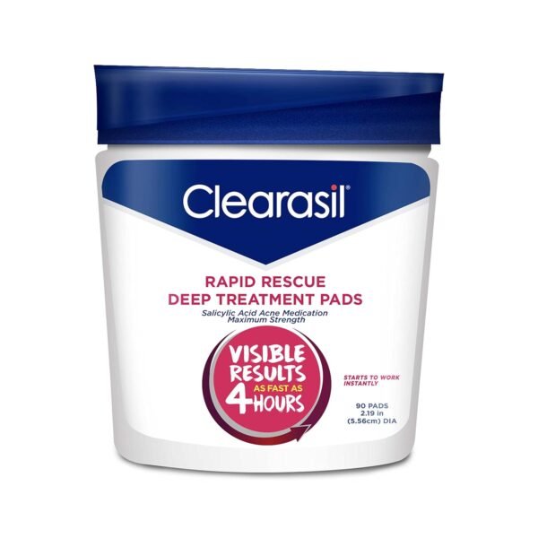 Clearasil Rapid Rescue Deep Treatment Acne Face Pads, Maximum Strenght with 2% Salicylic Acid Acne Treatment Medicine, 90 Count - Image 2
