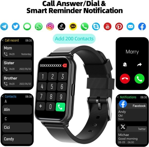 Fitness Tracker Smart Watch Make/Answer Calls for Women Men with Heart Rate Blood Oxygen Sleep Monitor Sports Modes Step Calorie Counter IP68 Waterproof for Android Phones and iPhone - Image 4