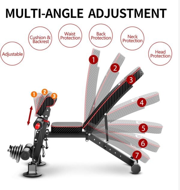 Adjustable Weight Bench - Utility workout Benches for Exercise, Free Installation Design for Portable Fitness Strength Training Equipment at Home Gym - Image 3