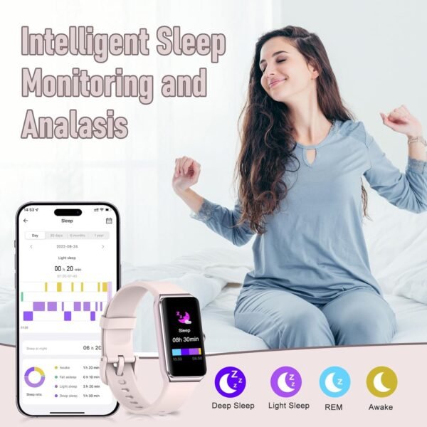 Fitness Tracker with 24/7 Heart Rate,Blood Pressure Sleep Tracking,104 Sports Modes Calories Smart Watch,IP68 Waterproof Step Counter Activity Trackers Pedometer for Android&iPhone Women Men (Pink) - Image 4
