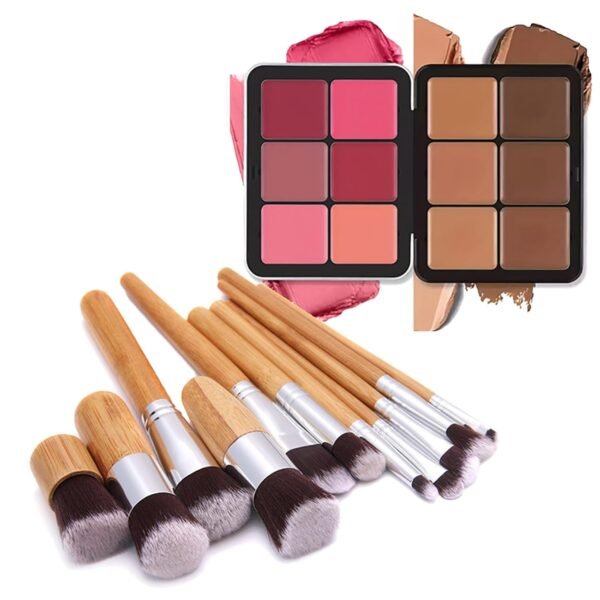 6 Colors Cream Concealer and Face Blush Palette, FantasyDay Long Lasting Full Coverage Conceals Corrects Foundation Camouflage Contour Kit for Correcting Dark Circles Acne Blemish + 11 Makeup Brush - Image 3
