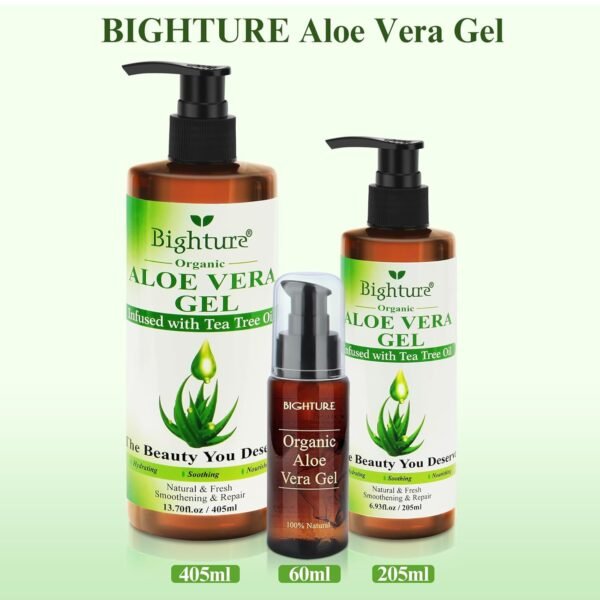 Organic Aloe Vera Gel with Tea Tree Oil for Face & Body, Freshly-cut Aloe Vera Gel Ideal for Skin, Scalp, & Hair Hydration, Calming Moisturizer for Soothing After Sun Care Relief, 6.93 oz - Image 8