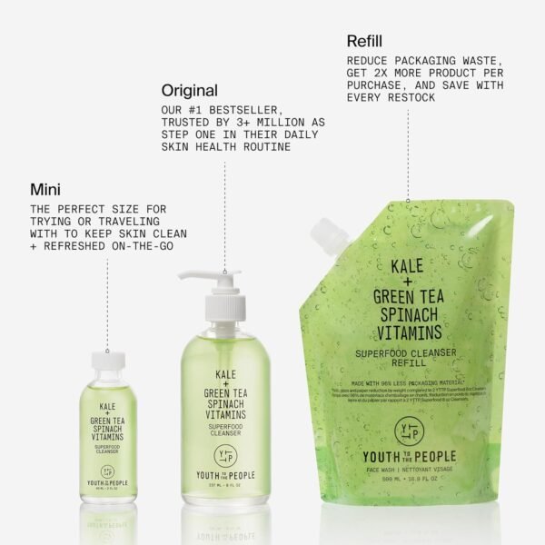 Youth To The People Superfood Facial Cleanser, Kale and Green Tea Spinach Face Wash, Gentle Makeup Remover + Pore Minimizer for All Skin Types, Vegan, Refillable Skincare - Image 10
