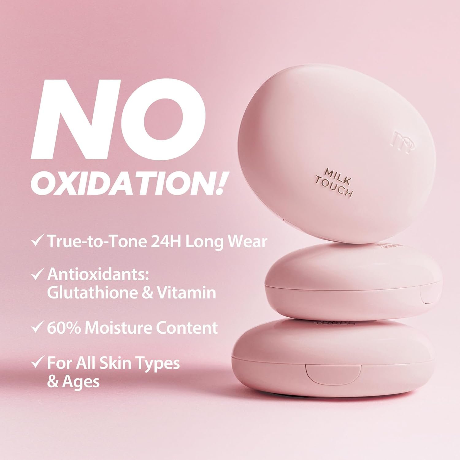 milktouch Cushion Foundation, 24H Flawless Skin, Radiant Shine, No Oxidation, Long-Lasting, Non-Creasing, 60% Hydrating Skincare Infused Korean Foundation, Valentines Gifts (30N Hazel) - Image 5