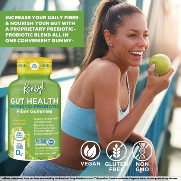 Konsyl Gut Health Prebiotic - Probiotic Fiber Gummies - Helps Support Digestive Health+ - Vegetarian Fiber Supplement Gummies for Adults- 56 Count - Image 7