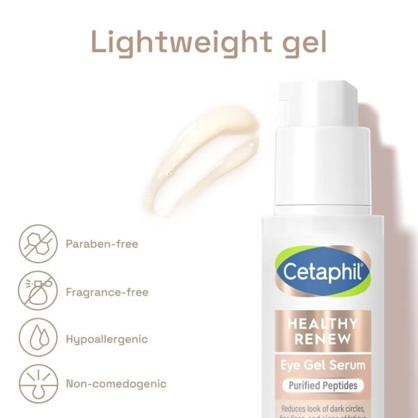 Cetaphil Healthy Renew Hydrating Eye Gel Serum 0.5 Oz, 24Hr Under Eye Cream for Anti Aging, Reduces the Appearance of Dark Circles and Wrinkles, Retinol Alternative Peptide Serum, For Sensitive Skin - Image 5
