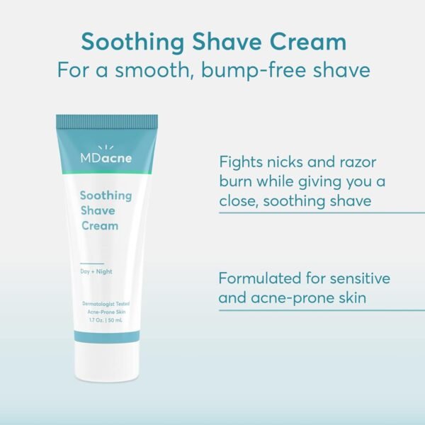 MDacne Shaving Cream for Acne-Prone Skin - Soothing, Oil-Free, Eliminates Razor Burn, Cuts & Infections - Reduce Skin Irritation & Prevent Shave Bumps & Nicks - Vegan, Paraben-Free & Cruelty-Free - Image 3