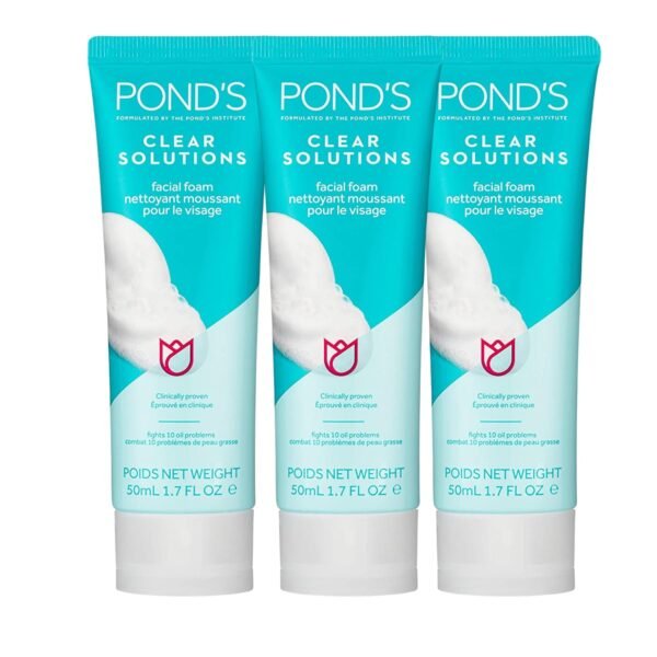 Pond's Clear Solution, Foaming Face Wash, Removes Excess Oil, Face Cleanser, 1.7 Fl Oz (Pack of 3) - Image 2