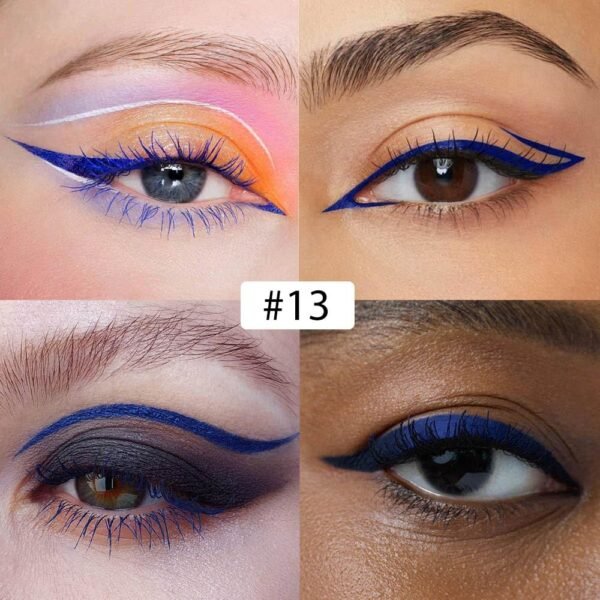 evpct 1Pcs Dark Blue Liquid Eyeliner Waterproof Dark Blue Eye Liners for Women, Eyes Wing Eyeliner Stamps Shapes Colored Eyeliner delineador de ojos a prueba de agua contra el agua blanco para ojos - Image 4