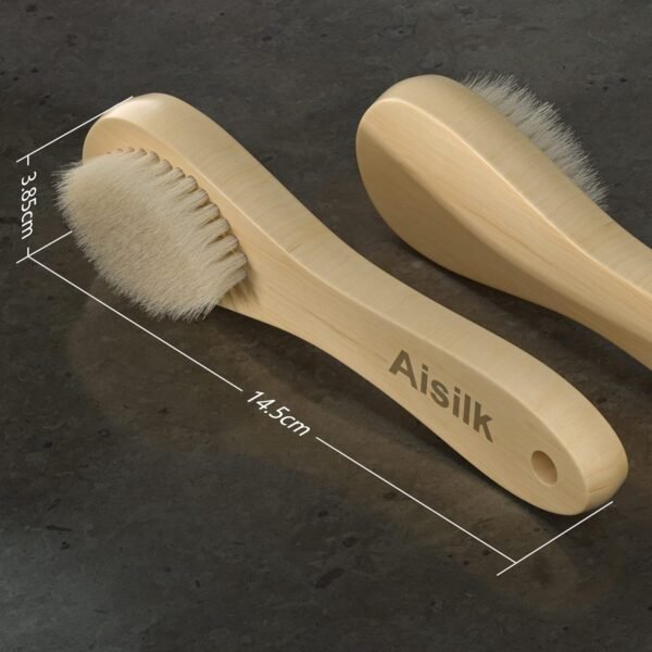 Wooden Facial Cleansing Brush Natural Bristles Wood Handle Wash Clean Exfoliate Scrub Cleaning Brushing Exfoliating Exfoliation Skin Care Face Cleanser Brushes 2 Pack Set - Image 8