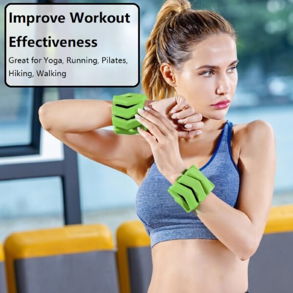 Wrist Weights, Skin Friendly Wrist ＆ Ankle Weights, Set of 2 (1 LB for Each), Improve Workout Effectiveness Wrist Bangles for Yoga, Pilates, Swimming, Cardio, Aerobics, Gym - Image 4